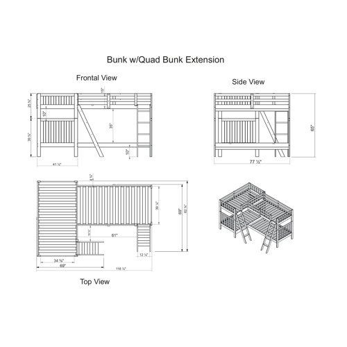 Harriet Bee Reasor Twin Solid Wood LShaped Bunk Beds by Harriet Bee